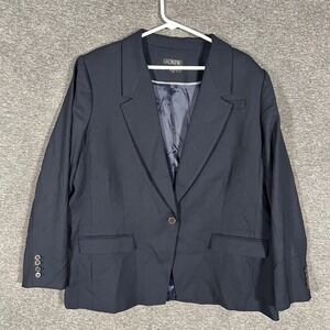 J Crew Willa Blazer Womens Large Blue Italian Fabric Tailored Work Jacket
